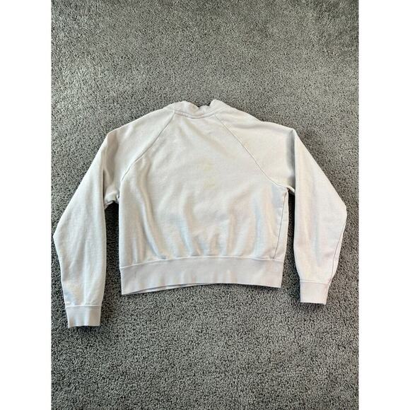 Nike Sportswear Sweatshirt Womens Small Beige Pink Newsprint Just Do It FLAW - Picture 9 of 14